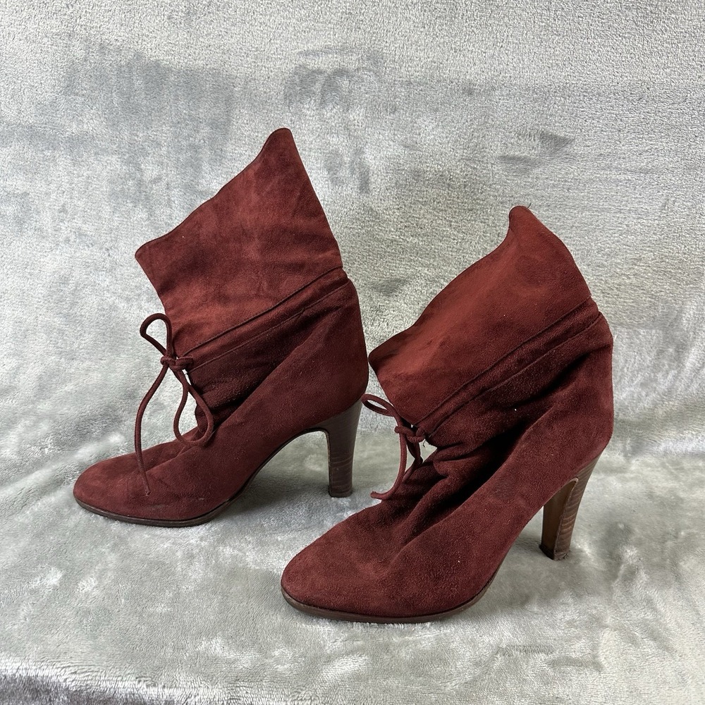 Suede Ankle Boots Women's 5.5 (36) Burgundy Red Stiletto